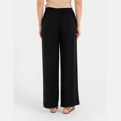 CZARNE spodnie damskie, LUŹNE, SZEROKA NOGAWKA, kieszenie MORAJ